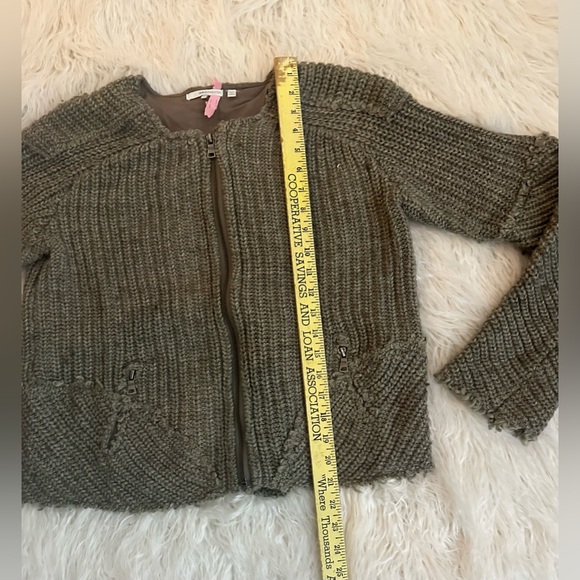 360 Sweater for Free People Zipper Cardigan Jacket Heather Brown Tweed med EUC - Picture 9 of 14